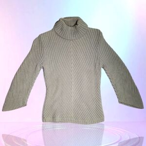 J.Crew Ribbed Chevron Turtleneck Sweater – Light Gray – Women’s Size M